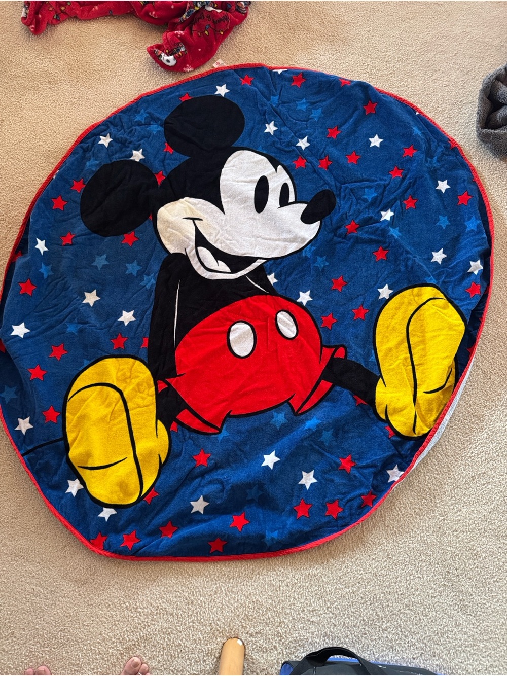 Disney Mickey Mouse Round beach towel/Play Mat- Blue/Red/Yellow/Black/White